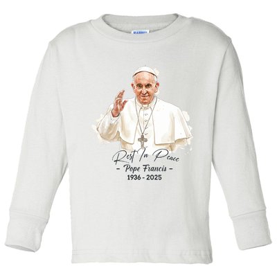 Rest In Peace Pope Francis 1936-2025 Toddler Long Sleeve Shirt