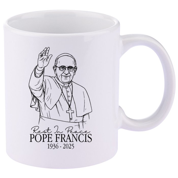 Rest In Peace Pope Francis 1936-2025 11oz C Handle Ceramic Mug