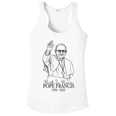Rest In Peace Pope Francis 1936-2025 Ladies PosiCharge Competitor Racerback Tank