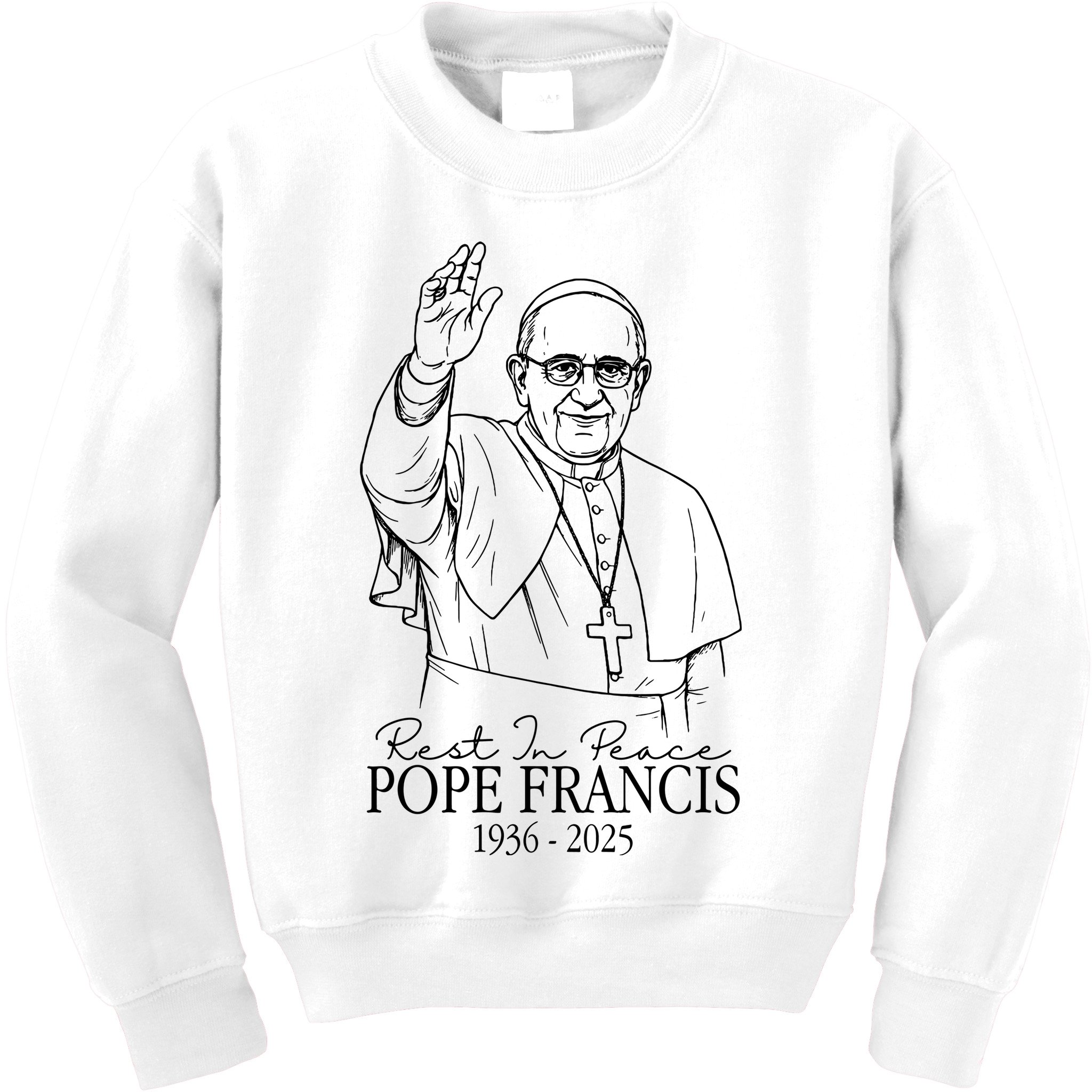 Rest In Peace Pope Francis 1936-2025 Kids Sweatshirt