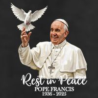 Rest In Peace Pope Francis 1936-2025 7 Panel Mesh Trucker Snapback Hat