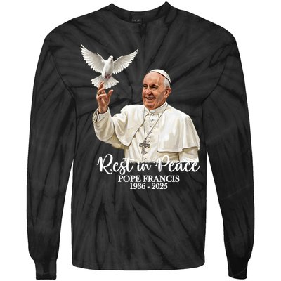 Rest In Peace Pope Francis 1936-2025 Tie-Dye Long Sleeve Shirt