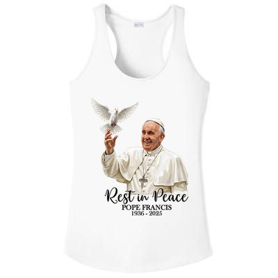 Rest In Peace Pope Francis 1936-2025 Ladies PosiCharge Competitor Racerback Tank