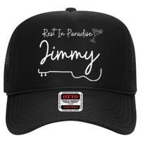 Rest In Paradise Jimmy Music Guitar Margarita High Crown Mesh Back Trucker Hat