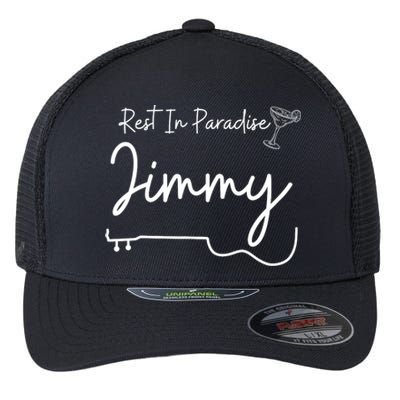 Rest In Paradise Jimmy Music Guitar Margarita Flexfit Unipanel Trucker Cap