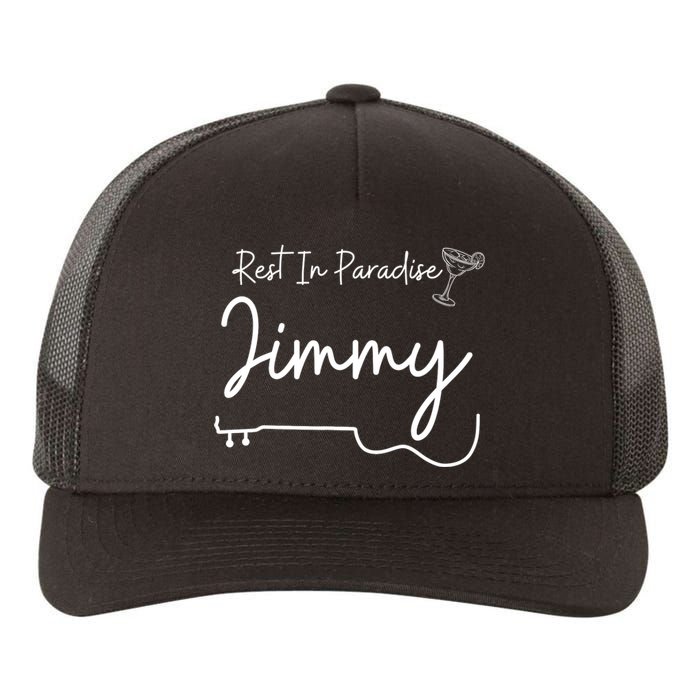 Rest In Paradise Jimmy Music Guitar Margarita Yupoong Adult 5-Panel Trucker Hat