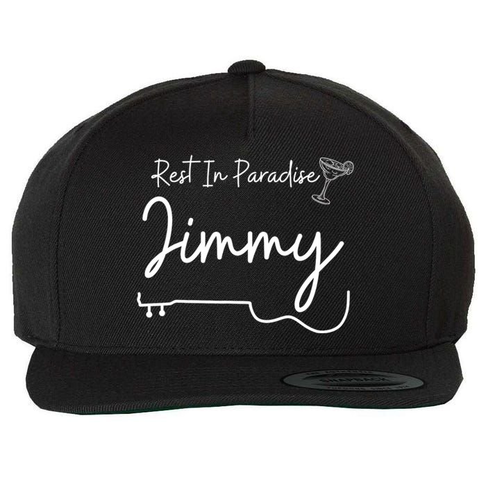 Rest In Paradise Jimmy Music Guitar Margarita Wool Snapback Cap