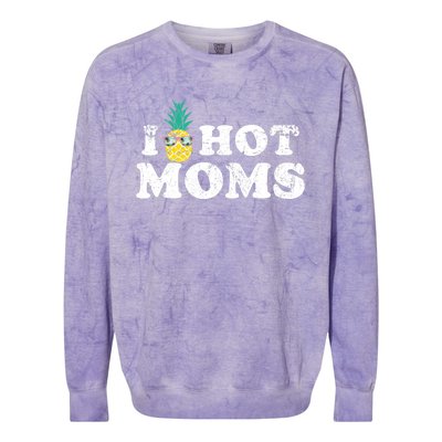 Retro I Pineapple Hot Moms Upside Down I Heart Funny Swinger Colorblast Crewneck Sweatshirt