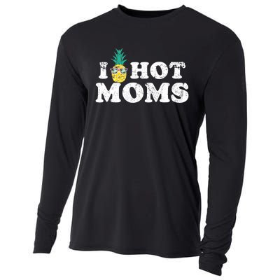 Retro I Pineapple Hot Moms Upside Down I Heart Funny Swinger Cooling Performance Long Sleeve Crew