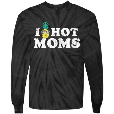 Retro I Pineapple Hot Moms Upside Down I Heart Funny Swinger Tie-Dye Long Sleeve Shirt