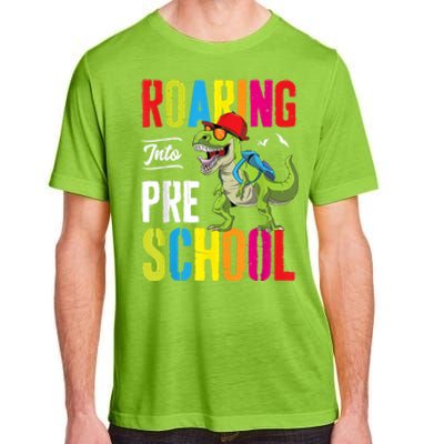 Roaring Into Preschool Dinosaur Teacher Pre K Back To School Adult ChromaSoft Performance T-Shirt