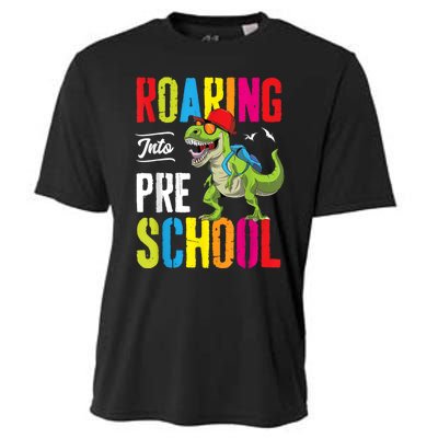 Roaring Into Preschool Dinosaur Teacher Pre K Back To School Cooling Performance Crew T-Shirt