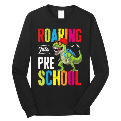 Roaring Into Preschool Dinosaur Teacher Pre K Back To School Long Sleeve Shirt