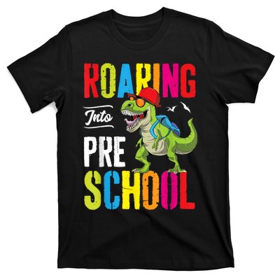 Roaring Into Preschool Dinosaur Teacher Pre K Back To School T-Shirt