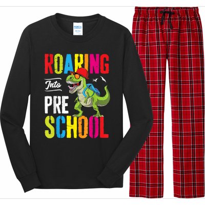 Roaring Into Preschool Dinosaur Teacher Pre K Back To School Long Sleeve Pajama Set