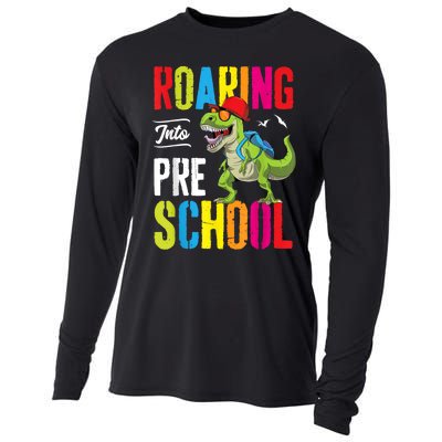 Roaring Into Preschool Dinosaur Teacher Pre K Back To School Cooling Performance Long Sleeve Crew