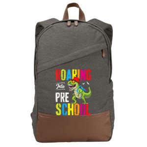 Roaring Into Preschool Dinosaur Teacher Pre K Back To School Cotton Canvas Backpack