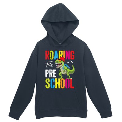 Roaring Into Preschool Dinosaur Teacher Pre K Back To School Urban Pullover Hoodie