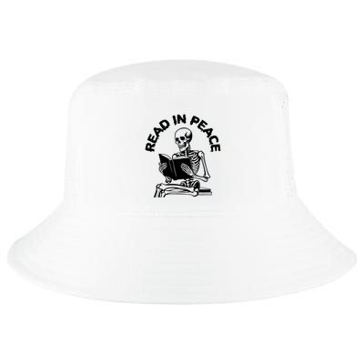 Read In Peace Halloween Skeleton Reads Book Cool Comfort Performance Bucket Hat
