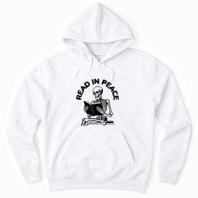 Read In Peace Halloween Skeleton Reads Book Hoodie