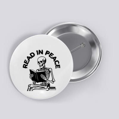 Read In Peace Halloween Skeleton Reads Book Button
