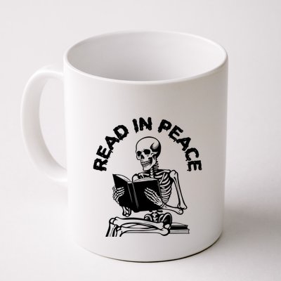 Read In Peace Halloween Skeleton Reads Book Mug