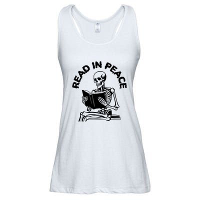 Read In Peace Halloween Skeleton Reads Book Ladies Essential Flowy Tank
