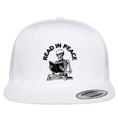 Read In Peace Halloween Skeleton Reads Book Flatbill Hat
