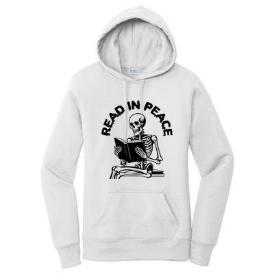 Read In Peace Halloween Skeleton Reads Book Women's Pullover Hoodie