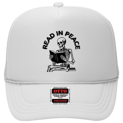 Read In Peace Halloween Skeleton Reads Book Trucker Hat