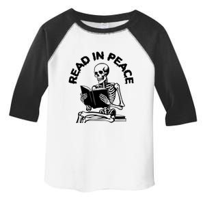 Read In Peace Halloween Skeleton Reads Book Toddler Fine Jersey T-Shirt