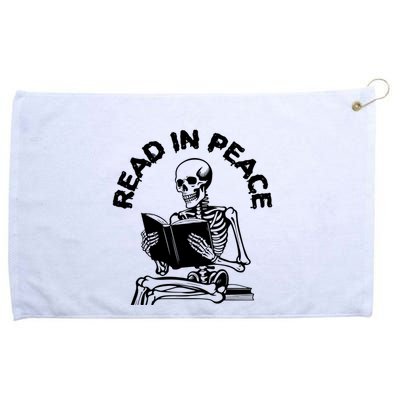 Read In Peace Halloween Skeleton Reads Book Grommeted Golf Towel