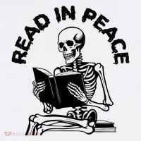 Read In Peace Halloween Skeleton Reads Book Womens T-Shirt