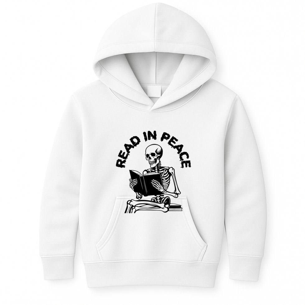 Read In Peace Halloween Skeleton Reads Book Kids Hoodie