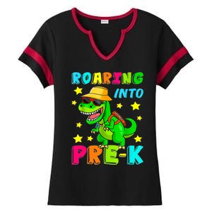 Roaring Into Preschool Dinosaur Back To School Gift Ladies Halftime Notch Neck Tee