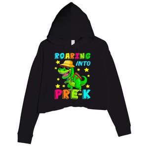 Roaring Into Preschool Dinosaur Back To School Gift Crop Fleece Hoodie