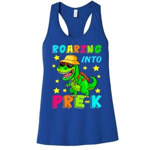 Roaring Into Preschool Dinosaur Back To School Gift Women's Racerback Tank