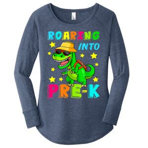 Roaring Into Preschool Dinosaur Back To School Gift Women's Perfect Tri Tunic Long Sleeve Shirt