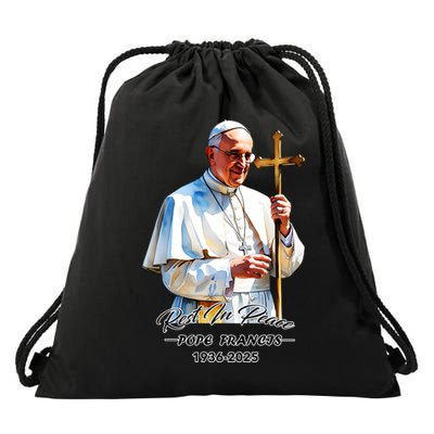 Rest In Peace Pope Francis 1936-2025 Drawstring Bag