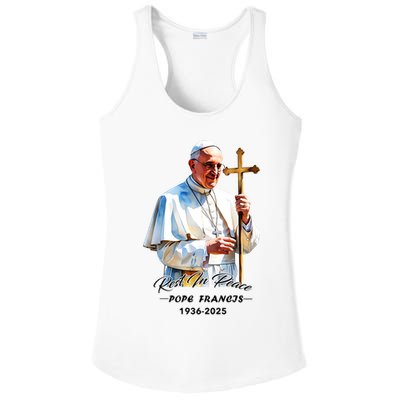 Rest In Peace Pope Francis 1936-2025 Ladies PosiCharge Competitor Racerback Tank