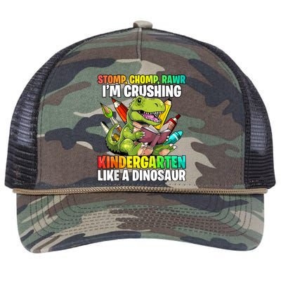 Roaring Into Preschool Dinosaur First School Day School Dino Retro Rope Trucker Hat Cap