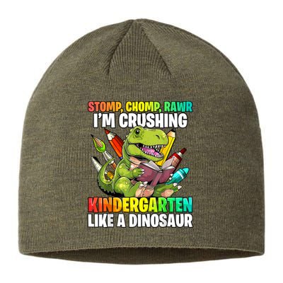 Roaring Into Preschool Dinosaur First School Day School Dino Sustainable Beanie