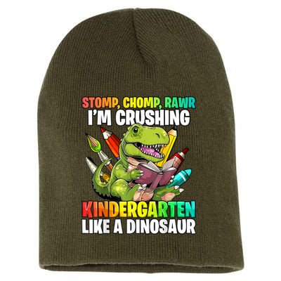 Roaring Into Preschool Dinosaur First School Day School Dino Short Acrylic Beanie