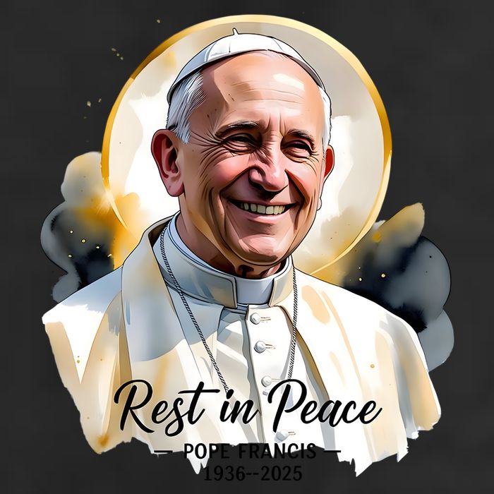 Rest In Peace Pope Francis 1936-2025 7 Panel Mesh Trucker Snapback Hat