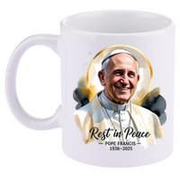 Rest In Peace Pope Francis 1936-2025 11oz C Handle Ceramic Mug