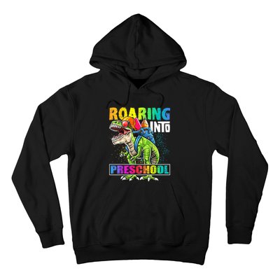 Roaring Into Preschool Dinosaur Backpack Back To School Boy Hoodie