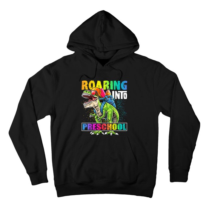 Roaring Into Preschool Dinosaur Backpack Back To School Boy Hoodie