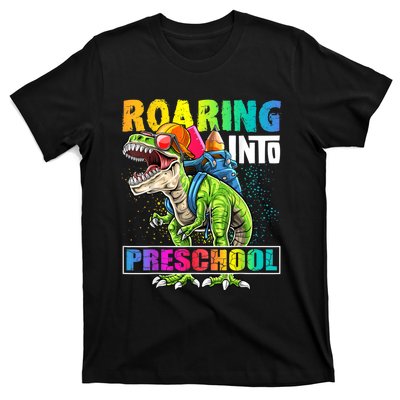 Roaring Into Preschool Dinosaur Backpack Back To School Boy T-Shirt