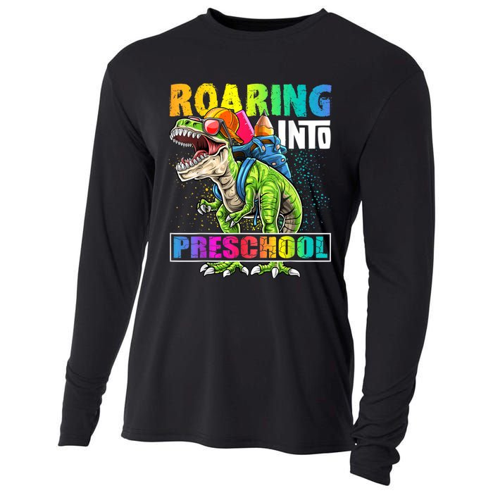 Roaring Into Preschool Dinosaur Backpack Back To School Boy Cooling Performance Long Sleeve Crew