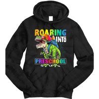 Roaring Into Preschool Dinosaur Backpack Back To School Boy Tie Dye Hoodie